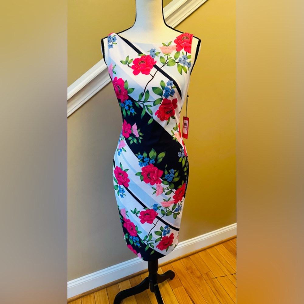 Vince Camuto Dress Women Sz#0 Sheath Cocktail Multi Color Floral New